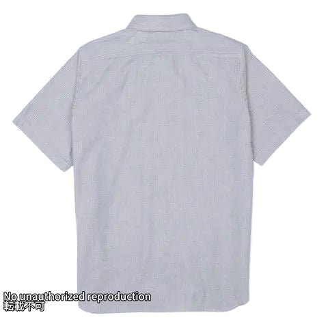 インディゴオックスフォードセルビッチ半袖シャツ／ヒッコリー