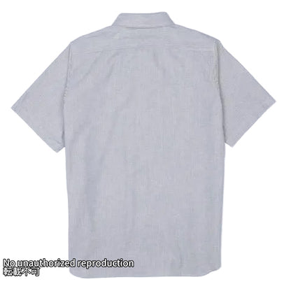 インディゴオックスフォードセルビッチ半袖シャツ／ヒッコリー