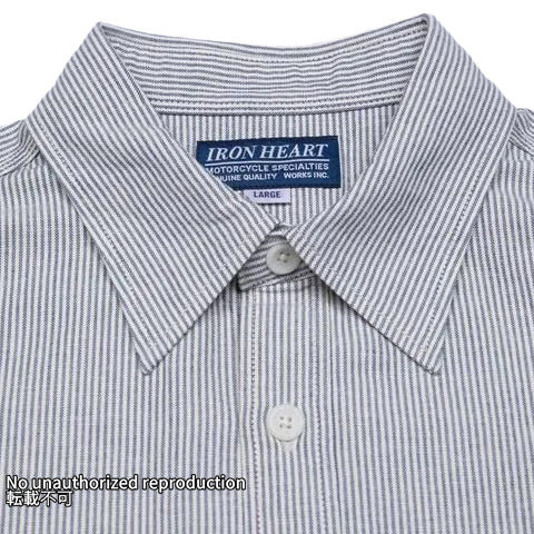 美品 IRON HEART ヒッコリー ストライプ ワークシャツ インディゴ IRON HEART アイアンハート 12oz ヒッコリーストライプ半袖