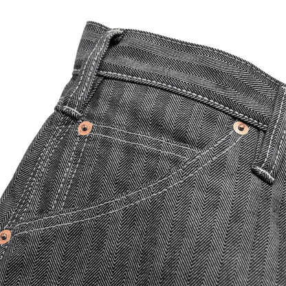 【830】ヘリンボーンペインターパンツ／ブラック