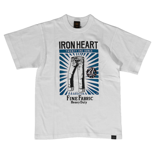 7.5ozヘビーボディプリントTシャツ( ジーパン柄)／ホワイト