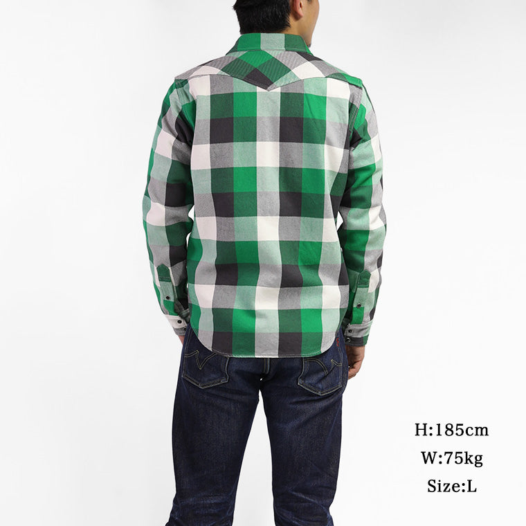 UHFヴィンテージチェックウエスタンシャツ／グリーン