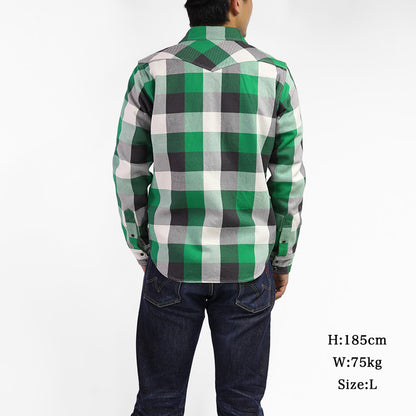 UHFヴィンテージチェックウエスタンシャツ／グリーン