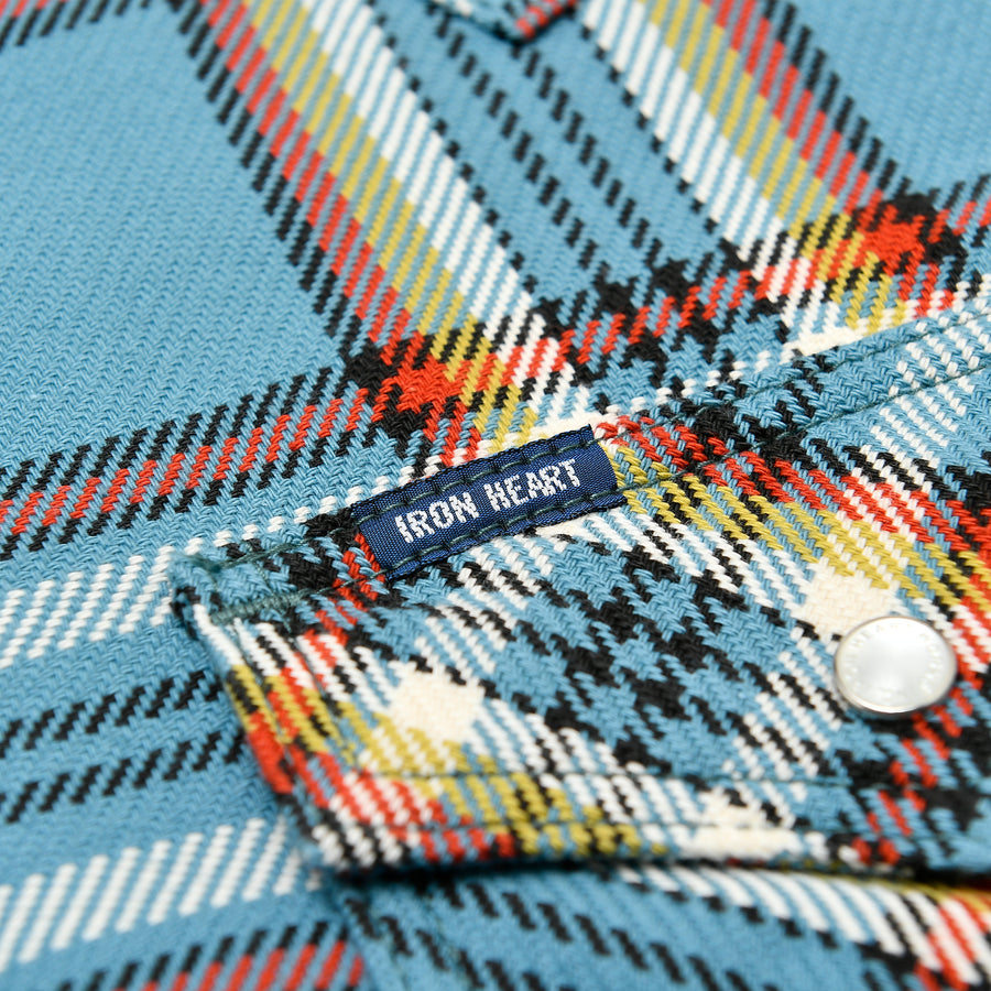 Iron Heart IHSH-440 sax spring flannel western shirt detail label close up