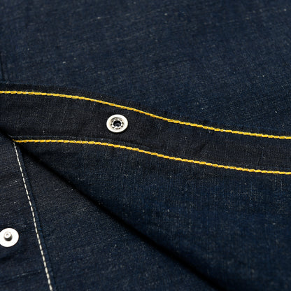 【IHSH-444】綿麻シャンブレーウエスタンシャツ／インディゴ