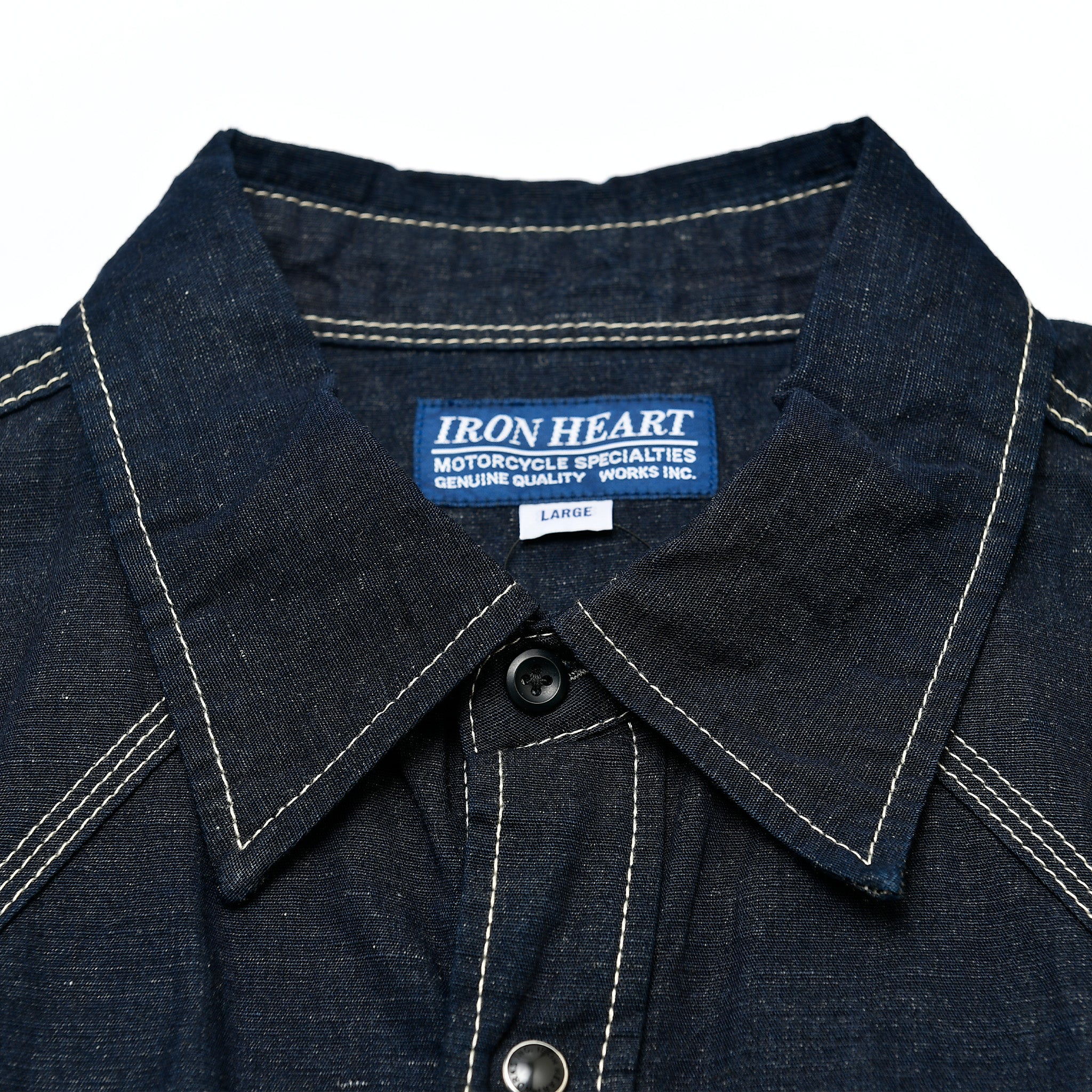 IHSH-444】綿麻シャンブレーウエスタンシャツ／インディゴ – IRON HEART