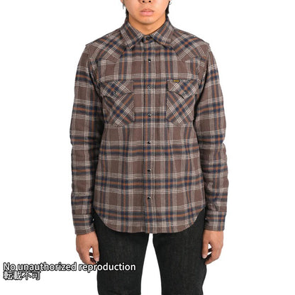 UHFスラブチェックウエスタンシャツ／ブラウン