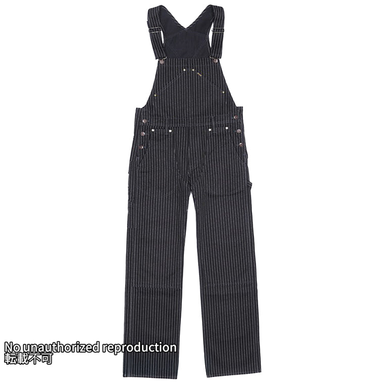 12ozブラックウォバッシュ ダブルニーオーバーオール／ブラック