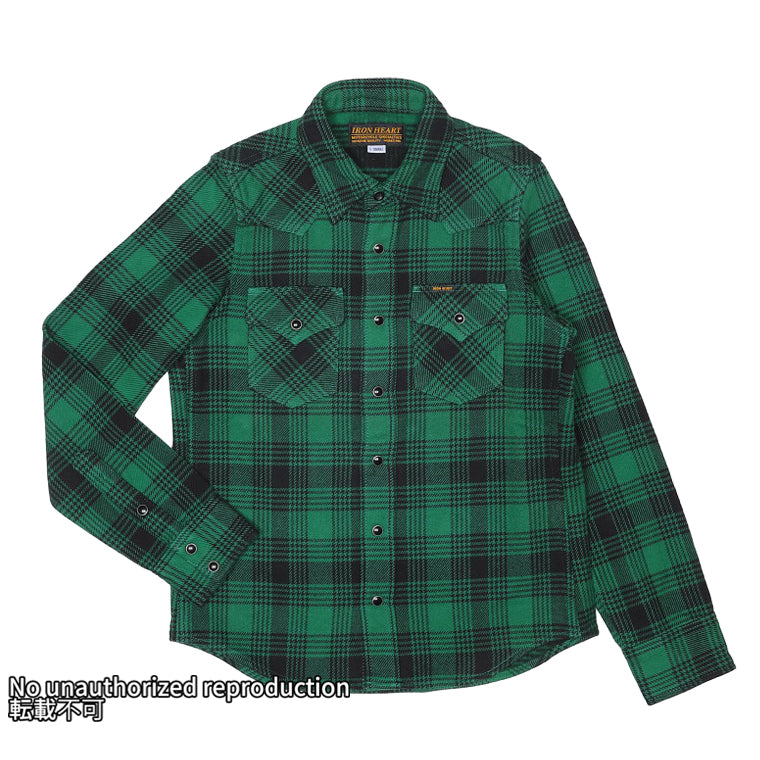 アイアンハート　ヘビーフランネルシャツ　リボングリーン IRON HEART / アイアンハート】 IHSH-373 /ウルトラヘビー