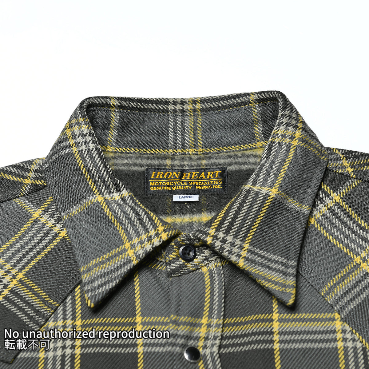 IRON HEART IHSH-461 Grey collar and label detail