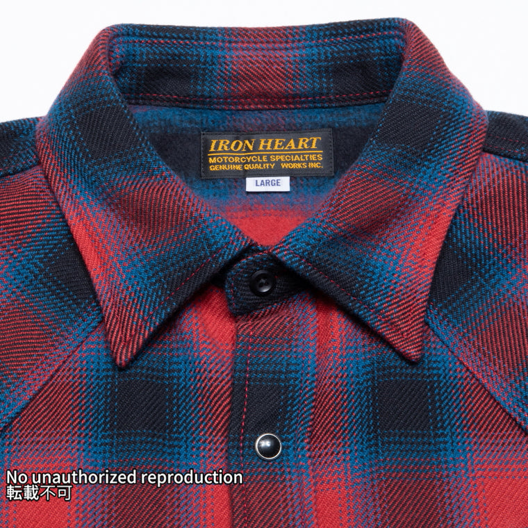 ウルトラヘビーフランネルウエスタンシャツ：オンブレーチェック