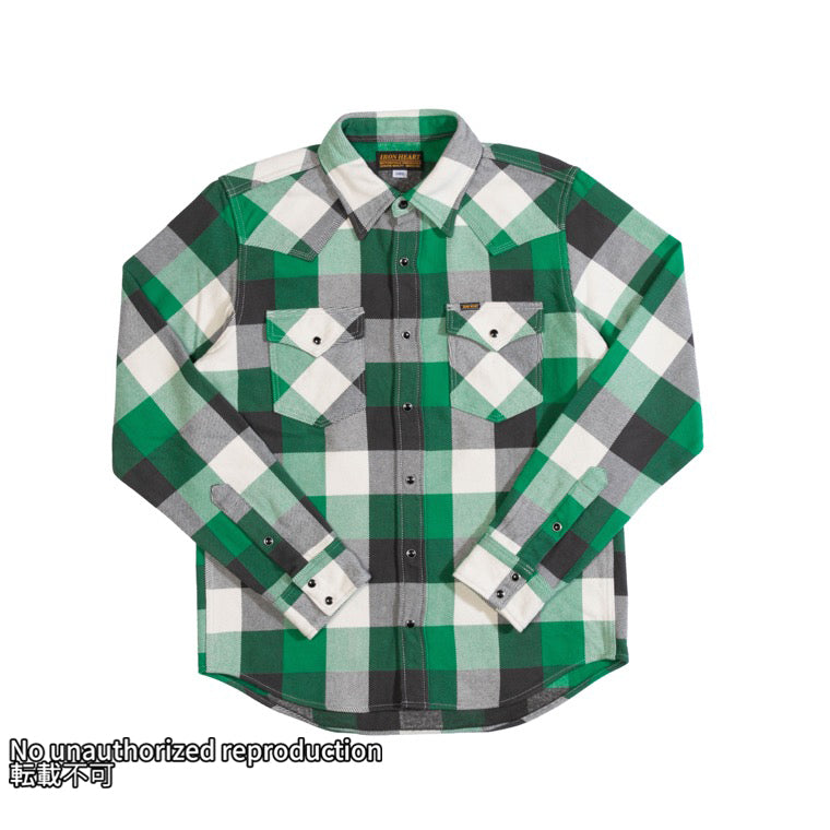 UHFヴィンテージチェックウエスタンシャツ／グリーン