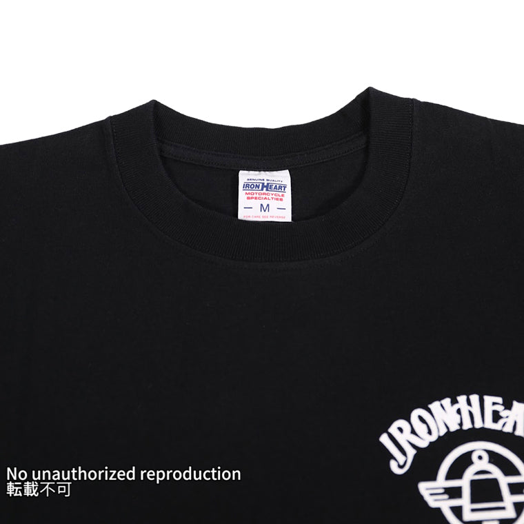 7.5ozヘビーボディプリントTシャツ(ピストンウィング柄)／ブラック