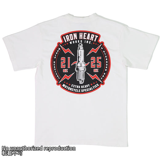 7.5ozヘビーボディプリントTシャツ( プラグ柄)／ホワイト