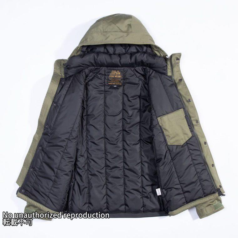 ナイロンコットンサテンウィンタージャケット／オリーブ