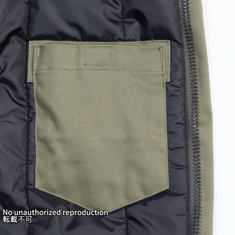 ナイロンコットンサテンウィンタージャケット／オリーブ