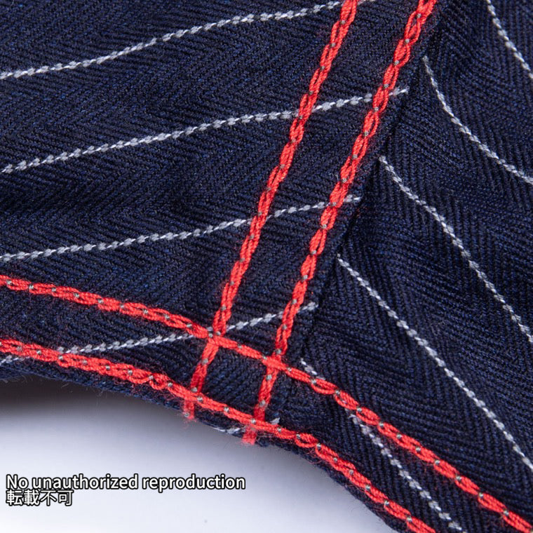 ヘリンボーンストライプウエスタンシャツ／インディゴ