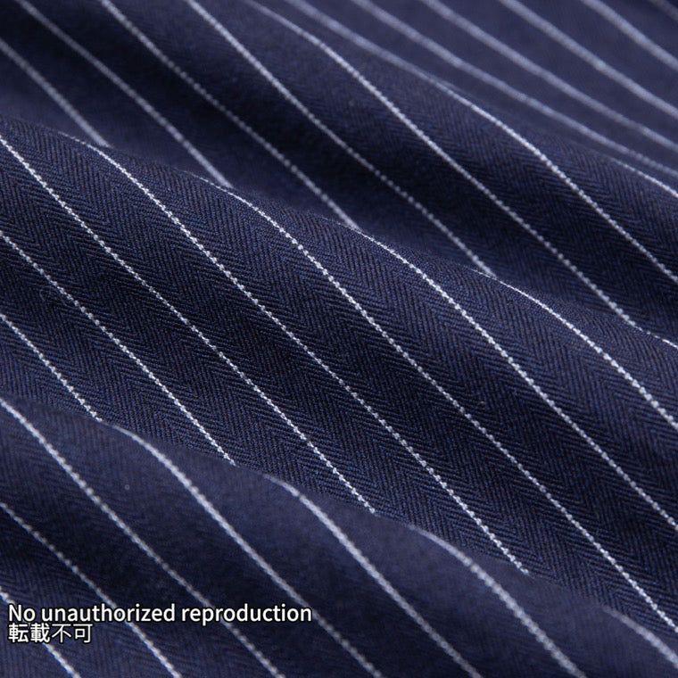 ヘリンボーンストライプウエスタンシャツ／インディゴ