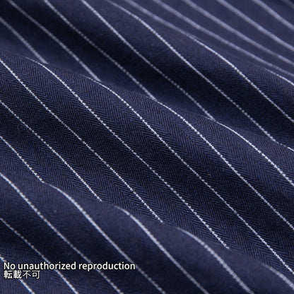 ヘリンボーンストライプウエスタンシャツ／インディゴ