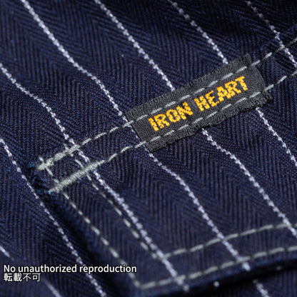 ヘリンボーンストライプウエスタンシャツ／インディゴ