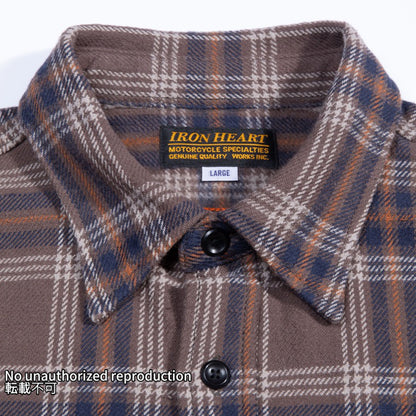 UHFスラブチェックオーバーワークシャツ／ブラウン