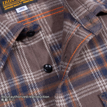 UHFスラブチェックオーバーワークシャツ／ブラウン