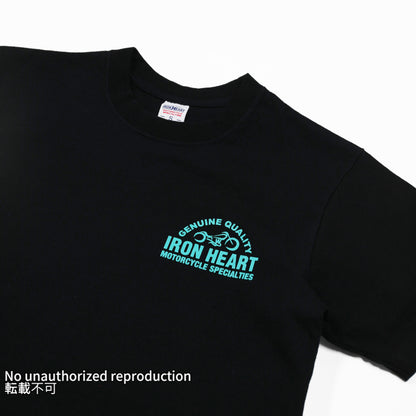 7.5ozヘビーボディプリントTシャツ(バイクロゴ柄)／ブラック