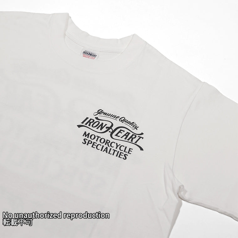 7.5ozヘビーボディプリントTシャツ(MotorcycleSpecialties柄)／ホワイト