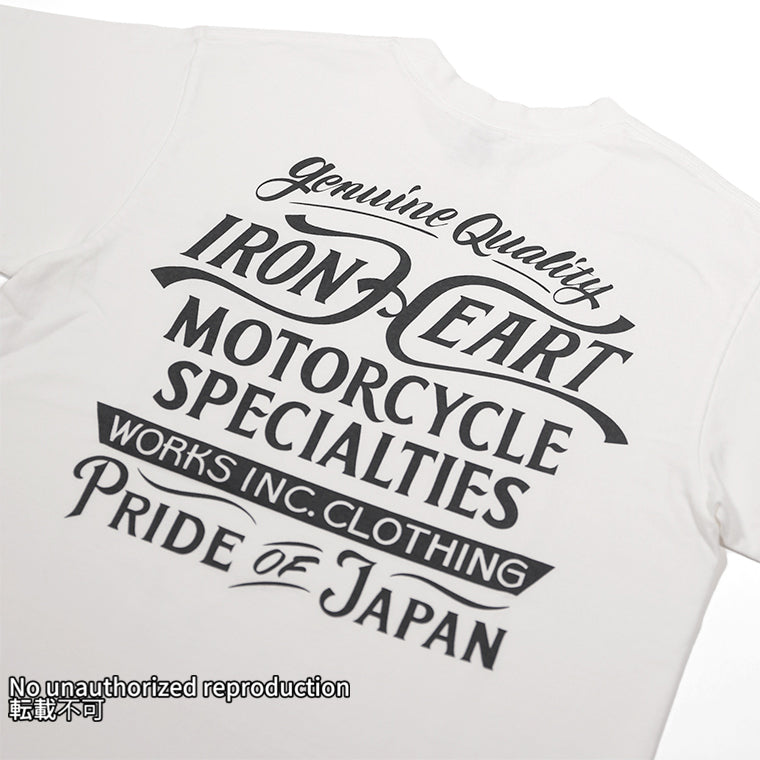 7.5ozヘビーボディプリントTシャツ(MotorcycleSpecialties柄)／ホワイト