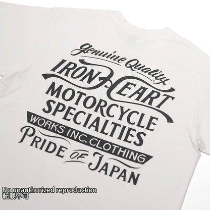 7.5ozヘビーボディプリントTシャツ(MotorcycleSpecialties柄)／ホワイト