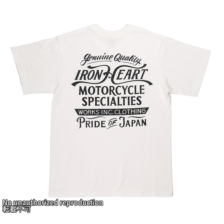 7.5ozヘビーボディプリントTシャツ(MotorcycleSpecialties柄)／ホワイト