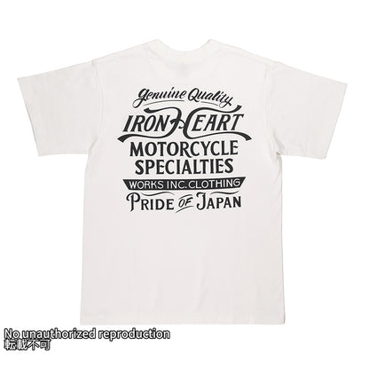 7.5ozヘビーボディプリントTシャツ(MotorcycleSpecialties柄)／ホワイト