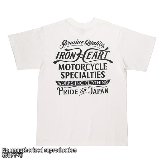 7.5ozヘビーボディプリントTシャツ(MotorcycleSpecialties柄)／ホワイト