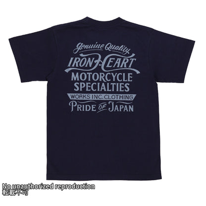 7.5ozヘビーボディプリントTシャツ(MotorcycleSpecialties柄)／ネイビー