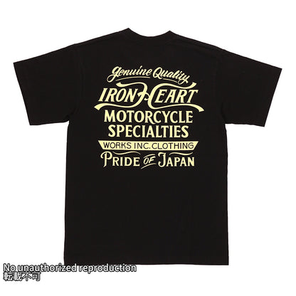 7.5ozヘビーボディプリントTシャツ(MotorcycleSpecialties柄)／ブラック
