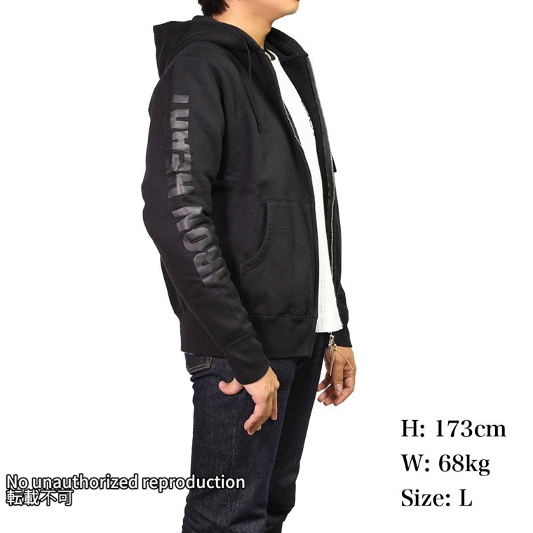 ヘビースウェットジップアップパーカー／ブラック