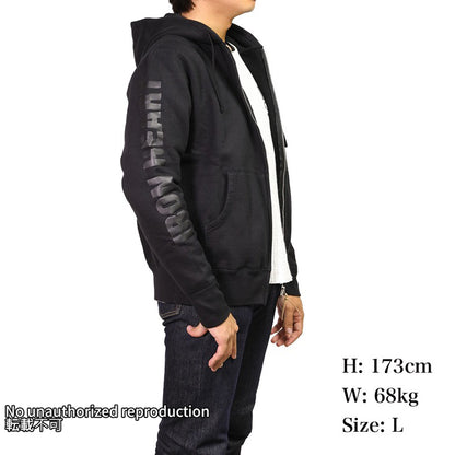 ヘビースウェットジップアップパーカー／ブラック