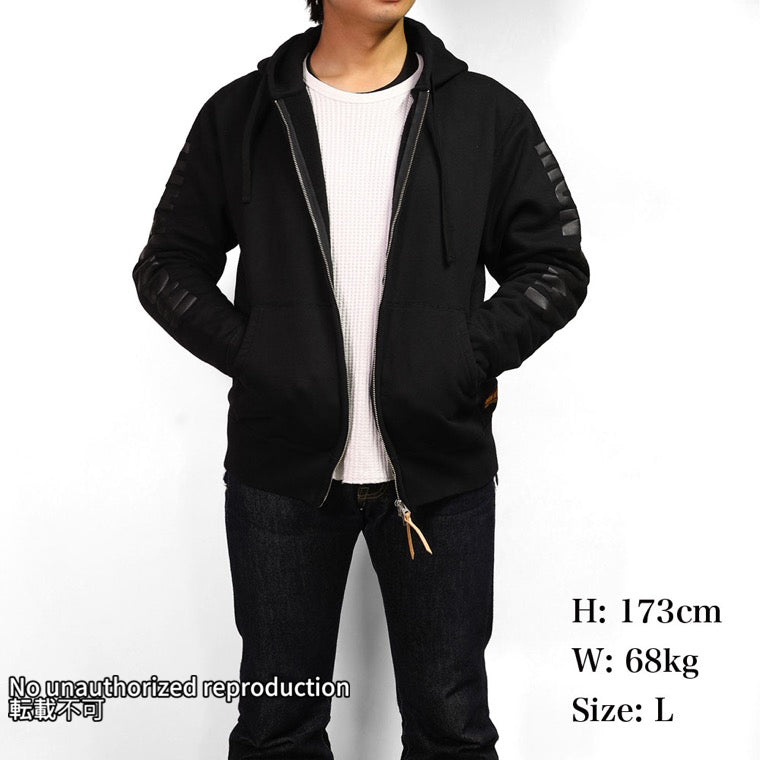 ヘビースウェットジップアップパーカー／ブラック