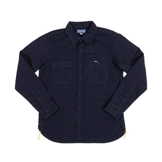 【IHSH-443】綿麻シャンブレーワークシャツ／インディゴ