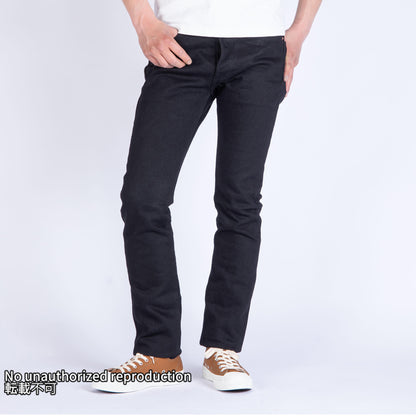 21oz セルビッチストレッチスーパースリムストレート／ブラック