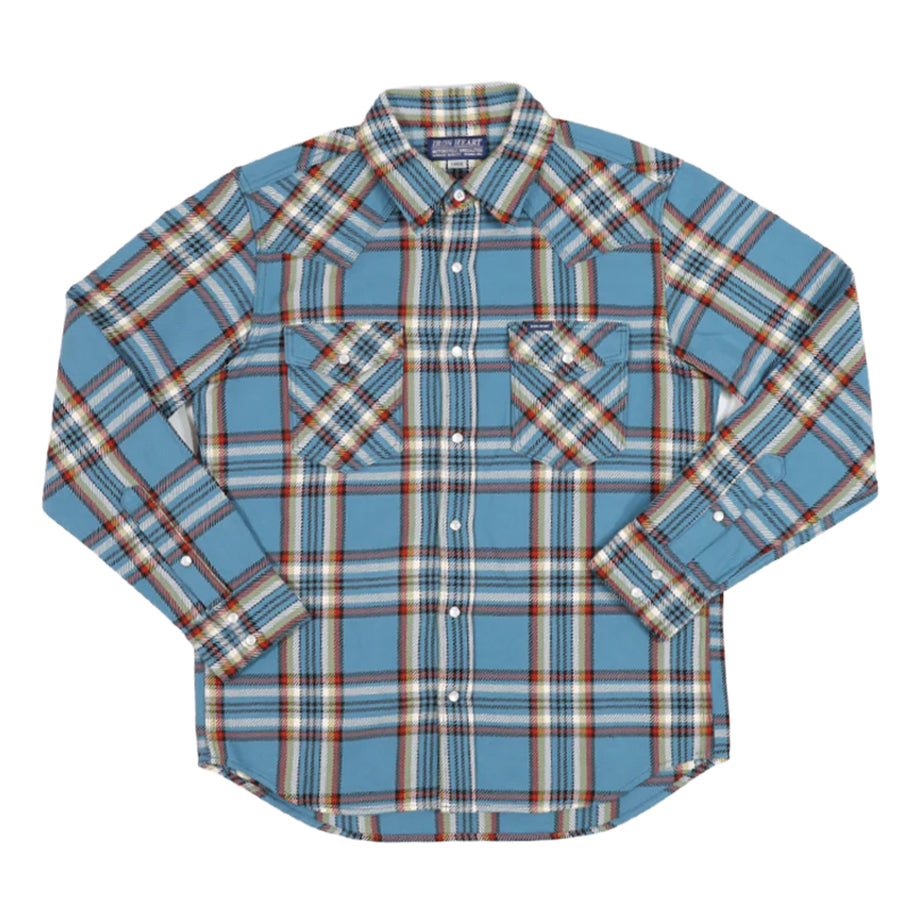 Iron Heart IHSH-440 sax spring flannel western shirt front view