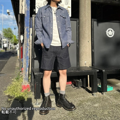 ダブルフロントデニムショーツ