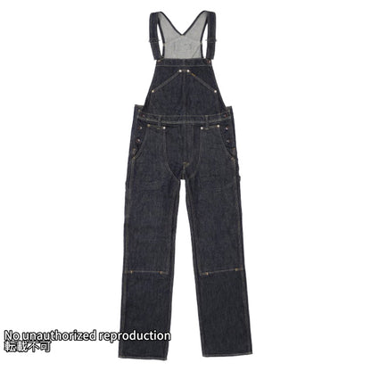 21ozセルビッチデニム ダブルニーオーバーオール／インディゴ