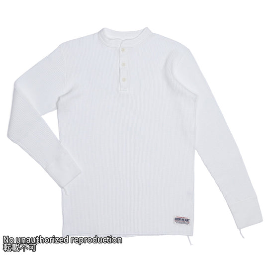 ヘビーサーマル ヘンリーネックロングTシャツ／ホワイト