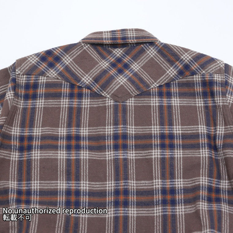 UHFスラブチェックウエスタンシャツ／ブラウン