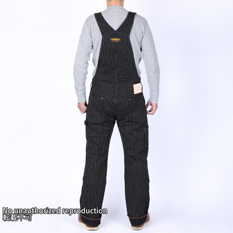 12ozブラックウォバッシュ ダブルニーオーバーオール／ブラック