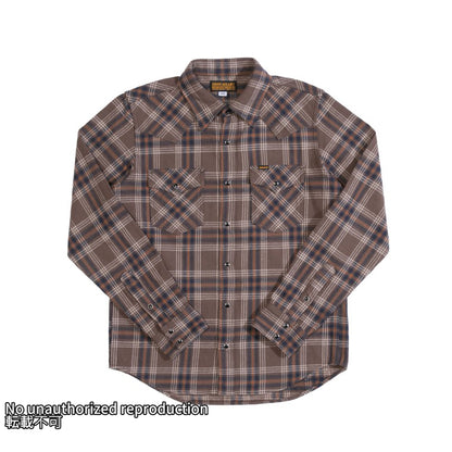 UHFスラブチェックウエスタンシャツ／ブラウン