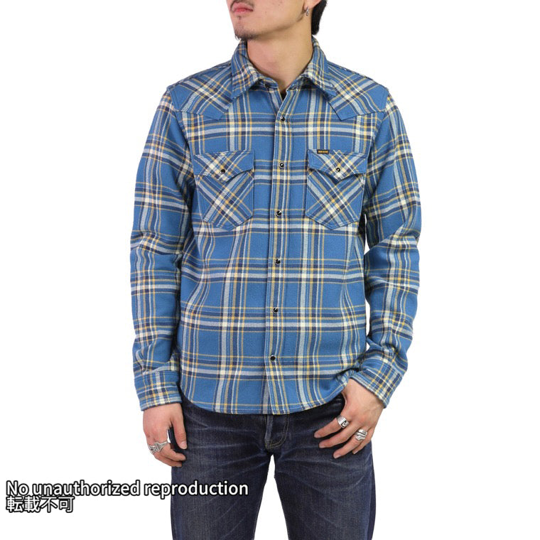 UHFアメリカンチェックウエスタンシャツ／ブルー