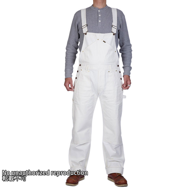 10.5ozホワイトヘリンボン ダブルニーオーバーオール – IRON HEART