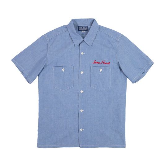 【IHSH-447】オープンカラー半袖シャツ／サックス